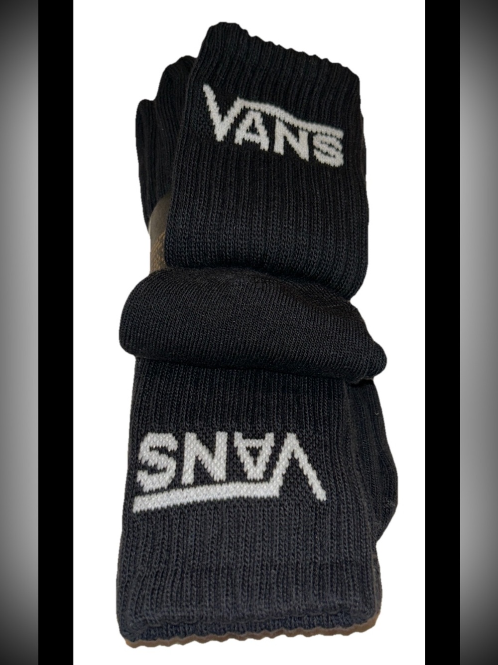 Vans Off The Wall Crew Socks 3 Pair Men 9.5-13 Black w White Logo Skate Ride NEW - Picture 9 of 12